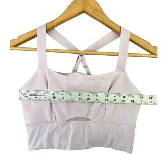Athleta Lotus Size Medium Sports Bra Light Purple Long Workout Bra Racer Back - Picture 4 of 6